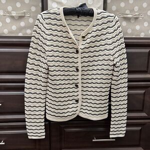 Wave Pattern Cardigan Sweater